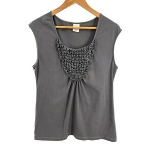 Matilda Jane Gray Ruched V-Neck Sleeveless Top XL Soft Stretchy‎ Casual Womens